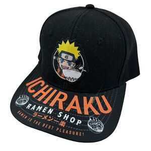 Naruto Shippuden Black Snap Back Hat Ichiraku Ramen Soup Noodle OSFM Age 14+